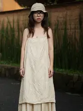 オリジナルデザインの復古スタイル夏用シルクキャミソールワンピース【エレガントなジャカード織り】