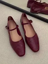 牛革製 フランス風 レディースバレリーナシューズ【平底・美しいレトロデザイン・極上の柔らかさ・赤のマリージェン】