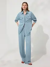 おしゃれなデザインのデニムジャケットとパンツ【ヴィンテージ風・天丝素材・春向け】（セットアップ対応）
