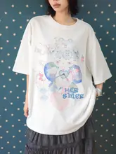 Tシャツ レディース 韓流 半袖 丸首 手描きイラスト ルーズ カジュアル 着回し 夏「MKGO」