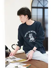 カジュアルなアニメプリントフード付きスウェットシャツ【極上の柔らかさ・秋冬用】（セットアップ対応）
