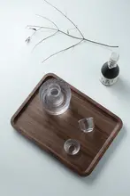 黒胡桃木製 長方形トレー【実用的・茶器用・家庭用】