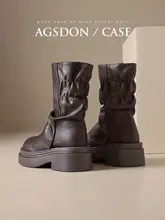 厚底デザインのショートブーツ【レディース・パンツイン対応・西部風スタイル】