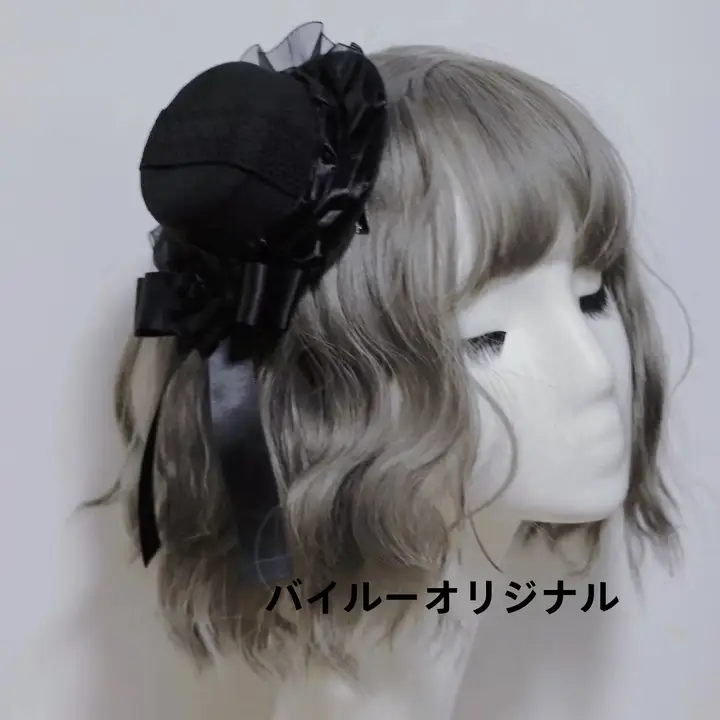 ロリータ風 ヴィンテージゴシックデザインの黒いバラ小帽子