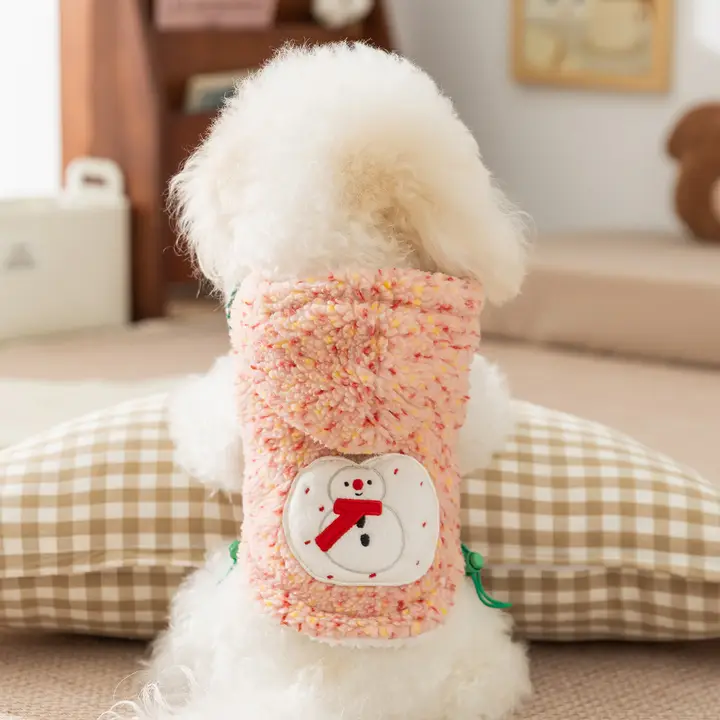 秋冬用ペット用暖かい星柄羊羔绒マッチョデザインの犬用ベスト【小型犬・引き手付き】