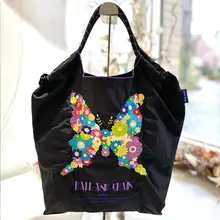 日本刺繍黒蝶 エコバッグ キャンバスバッグ