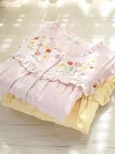 春秋用コットンフランネルパジャマ【長袖・女性用・可愛いデザイン・ルームウェア】（セットアップ対応）