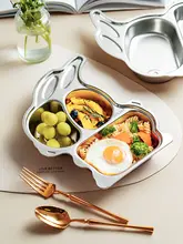 onlycook カートゥーンウサギデザイン 子供用スチール食器プレート【304食品グレード・仕切り付き】
