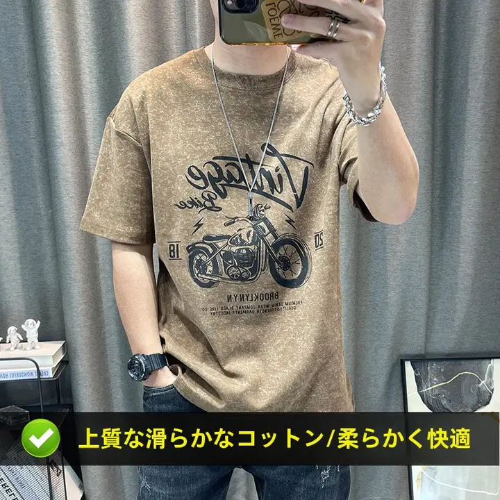 メンズ夏用アメリカンヴィンテージプリントTシャツ【短袖・カジュアル】