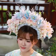 華やかな花飾り 髪飾り用DIY素材【花モチーフ・ヘアバンド用】