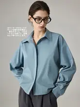 長袖短丈カジュアルシャツ【春秋用・ウエスト絞り・ゆったりデザイン・通勤対応】