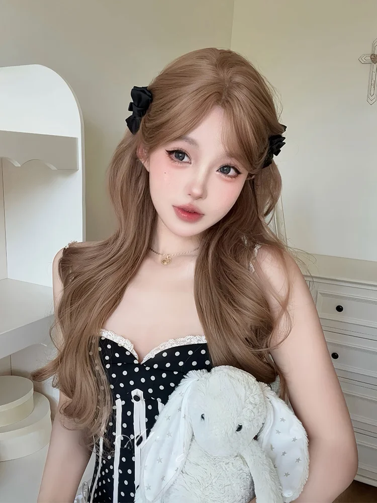 長髪レース前髪付きカールウィッグ：ロングヘアアレンジの簡単で安定したスタイル実現