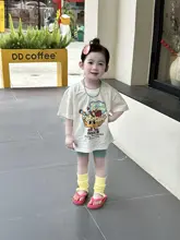 女の子用 カートゥーンプリントTシャツ【夏用・短袖・フィット】