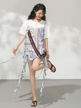 ボヘミアン風デザインの半袖Tシャツ【レトロプリント・カジュアル・夏用】（セットアップ対応）