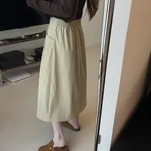 フレアデザイン レディース ミディ丈スカート【タック入り・ゆったりフィット・コットン混】