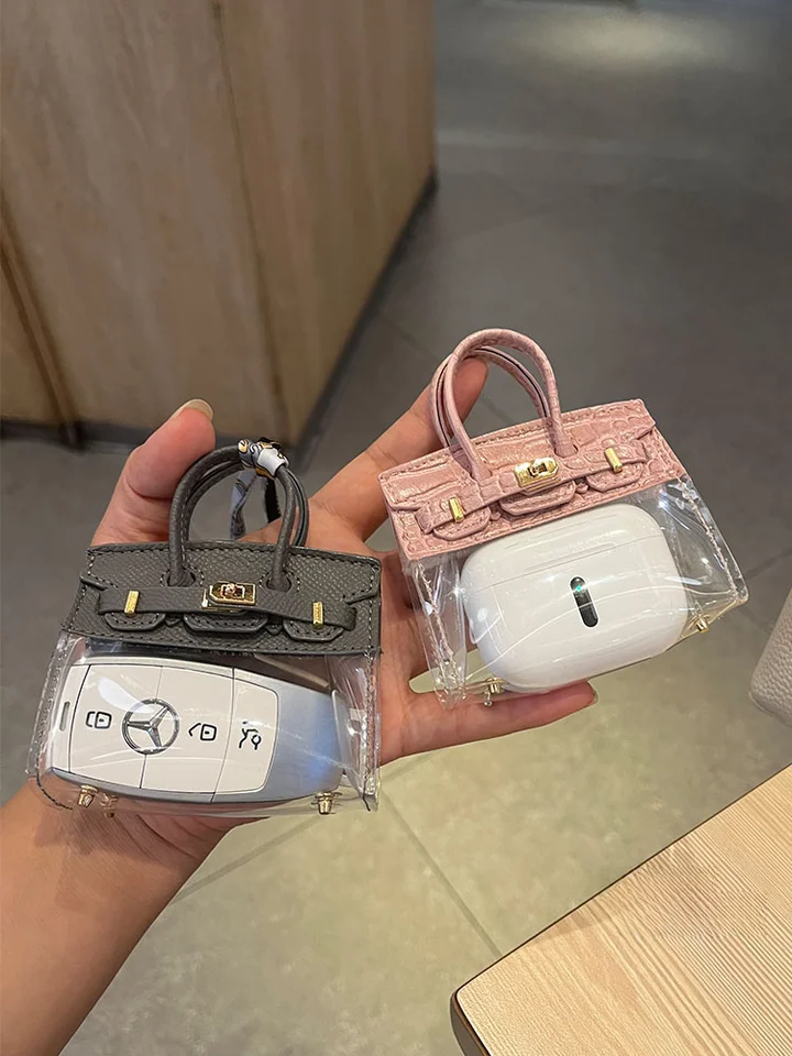 Hミニプラチナバッグ 車のキーケース【かわいいAirPodsケース・キーリング・女性用アクセサリー】