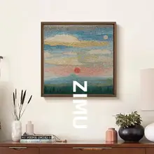 手描きの抽象的な南洋アート油絵【モダン中古風・肌理のある質感】