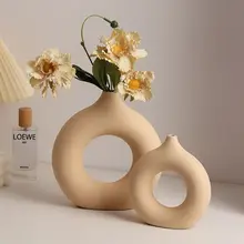 シンプルで創造的な陶器の花瓶【リビング用・フラワーアレンジメント・インテリア装飾】