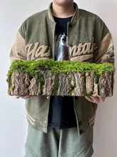 木製の苔付き花盆【DIY・ツリーストーン・インテリア装飾】