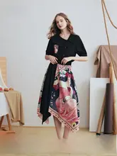 ロングスカート レディース ヴィンテージ 花柄 パッチワーク アシンメトリー ふんわり 春物