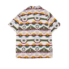 HAWAII ALOHA SHIRTS インディアントーテム柄 リネンコットン 古典的なキューバ衿付き夏用半袖シャツ