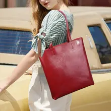 牛革製 シンプルモダンな大容量トートバッグ【通勤用・ハンドバッグ】