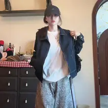 春秋用 レディース 半袖デニムジャケット【ゆったりシルエット・ウォッシュ加工・クラシックデザイン】