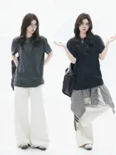 シンプルな無地ラウンドネック半袖Tシャツ【韓国風・ユニセックス・ゆったりフィット】