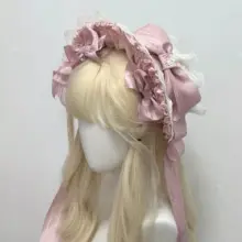 枯れ葉のバラをあしらった手作りロリタ風ボネ【華やかなヘッドアクセサリー】