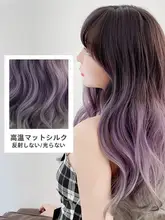 女性用ロングカールウィッグ【グラデーションカラー・紫色・ボリューム感あり・リアルな大波浪・フルヘッドタイプ】