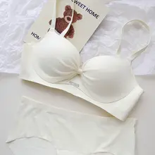 光沢のあるリボン付きスイートブレストップ【無痕・ノンワイヤ ー・女性用・ミニマルデザイン】（セットアップ対応）