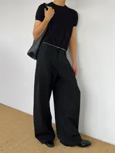 フランス風プリーツデザインのパンツ【ユニセックス・ストレートタイプ】
