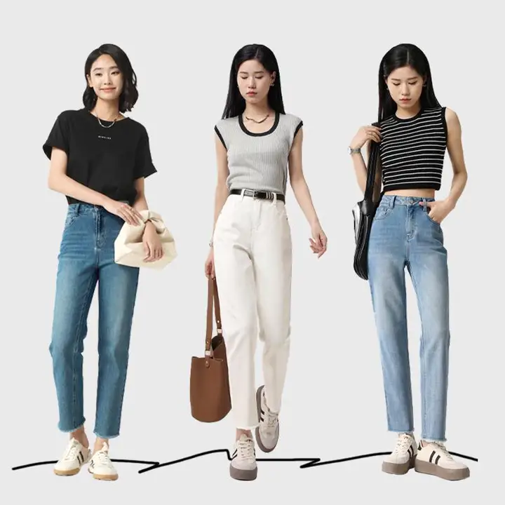 レディース 秋用ストレートデニムパンツ【小柄対応・9分丈・スリムフィット】