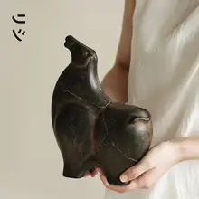 栗石製 抽象的な玉石風馬の置物【新中式・インテリア装飾用】