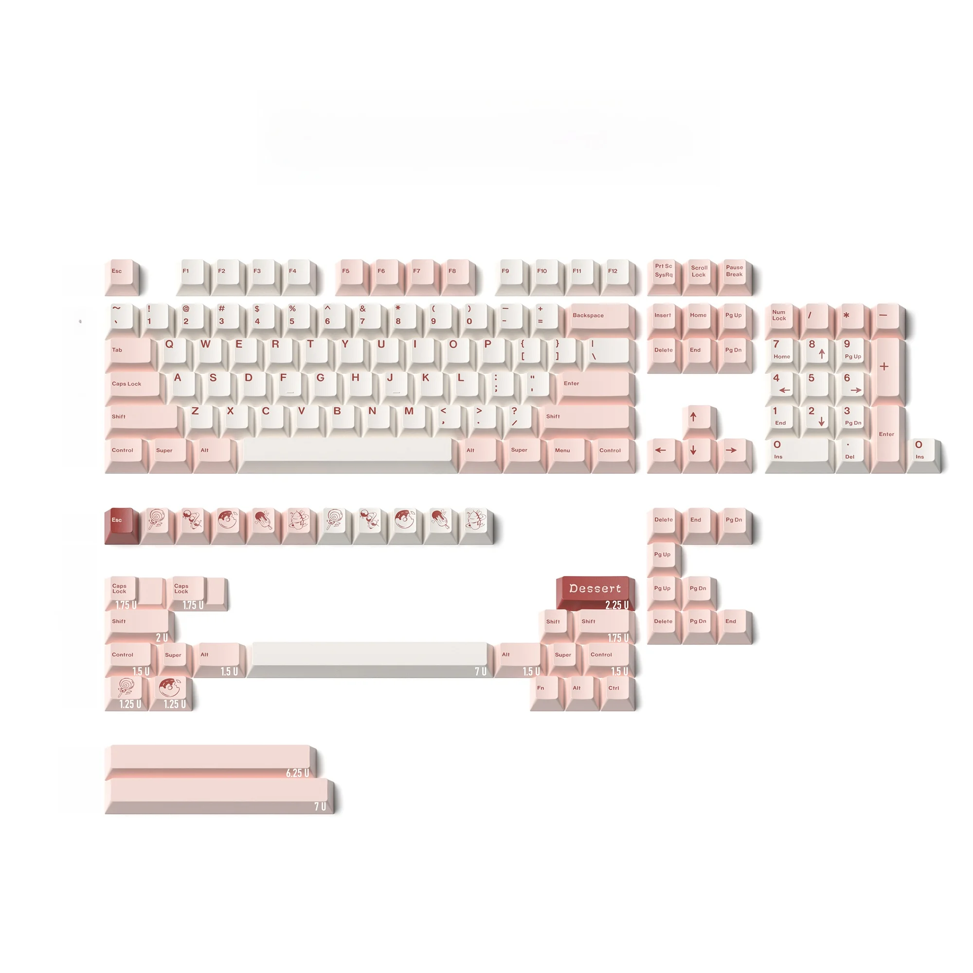 デザートデザインのタムキーボードキャップ：熱昇華加工による多様なキー対応と人体工学設計の実用性