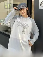 透け感のある防晒シャツ【長袖・レディース・カラー切替デザイン】