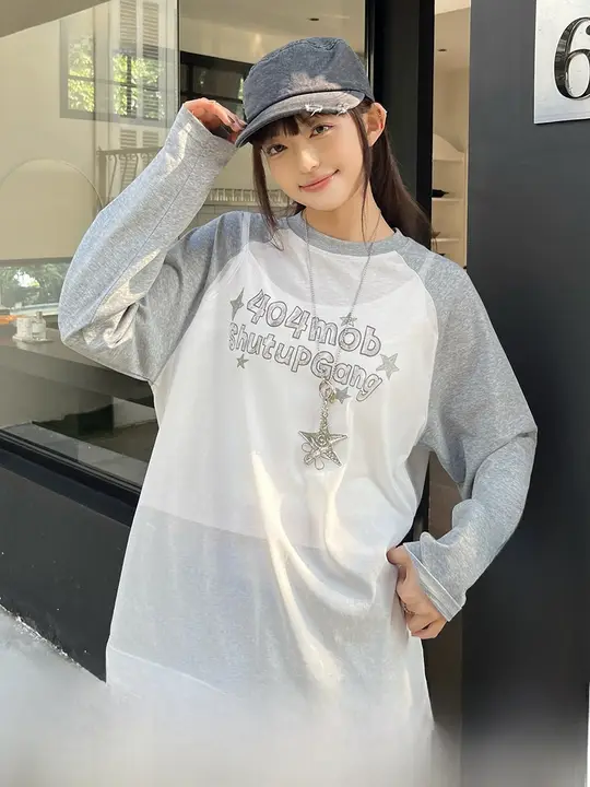 透け感のある防晒シャツ【長袖・レディース・カラー切替デザイン】