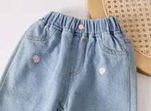 女児用 デニムパンツ【ストレートシルエット・カジュアル・フィット】（セットアップ対応）
