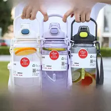 夏用トライタン製大容量水筒【プラスチック・携帯便利・ストロー付き】