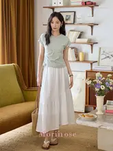 雪の結晶模様のタック袖T  シャツ【夏用・ウエストシェイプ・スマートな印象】