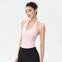 DCW 背中開きノースリーブトレーニングトップ【胸パッド付き・フィットネス・ヨガウェア】