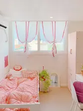 穴あけ不要のストライプカーテン【魔法のテープ式・半遮光・寝室用】