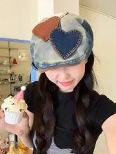 ベレー帽 レディース デニム ヴィンテージ 大きめサイズ 小顔効果 春夏