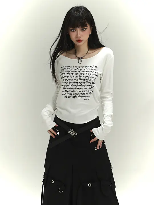 白長袖Tシャツ【アメリカンスイートスタイル・秋用】（セットアップ対応）