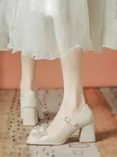 公主風 マリージェン ハイヒール【ローヒール・防水台・厚底・丸トゥ・結婚式用・ドレスやチーパオに対応】