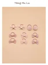 女の子用リボン付きヘアゴム【髪に優しい・子供用・ボール装飾】