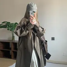 高級感あふれる韓国風トレンチコート【女性用・ミディアム丈】