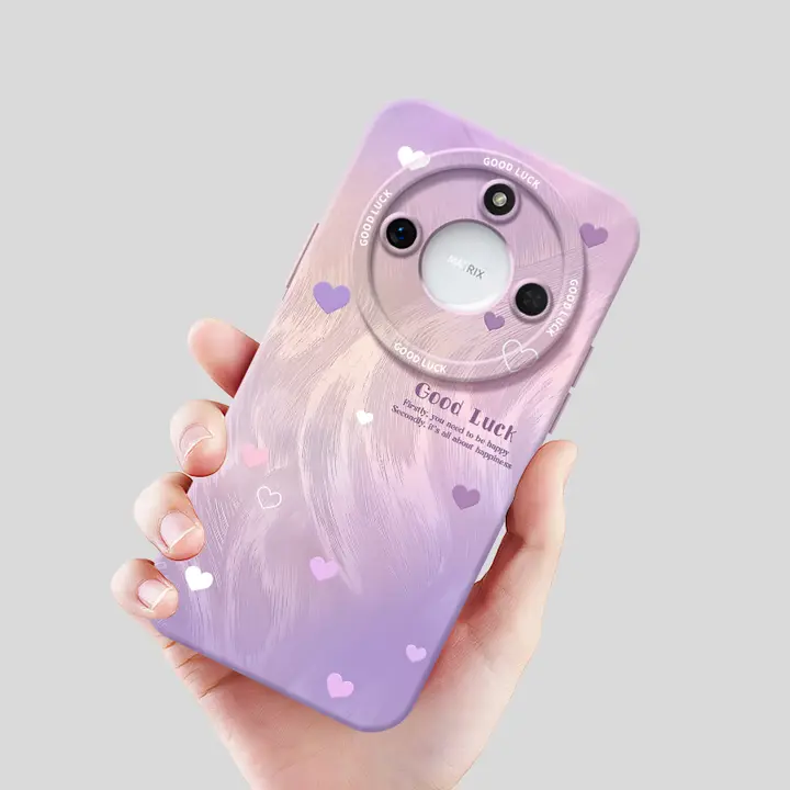 ADDTHIS ハート型羽織のスマートフォンケース【荣耀X60・X50・X60Pro・Huawei対応・シリコン製・ストラップ付き・高耐衝撃】