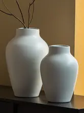 白色の陶器製花瓶【モダンデザイン・インテリア用・水耕栽培対応】