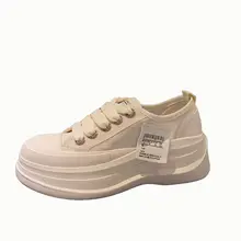 厚底通気性キャンバスシューズ【女性用・夏用・軽量・スニーカー】